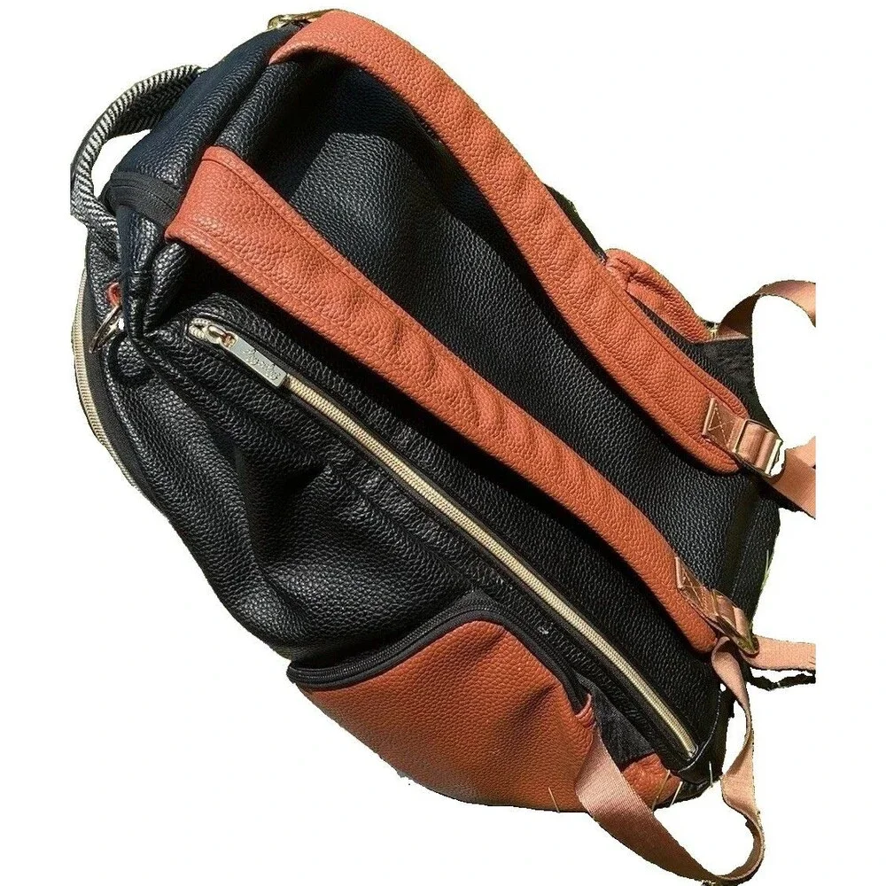 Itzy Ritzy Diaper Bag Backpack Herringbone Faux Leather w/ Changing Pad Pockets